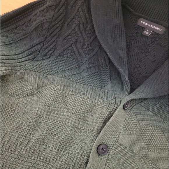 Banana Republic Men’s Sweater Shawl Cardigan Sz L  Green Ombre dye - Picture 6 of 8